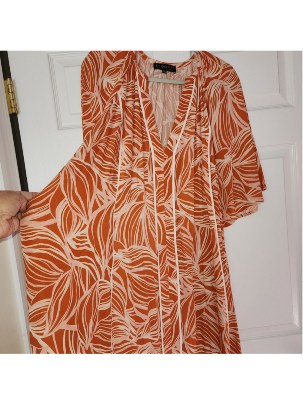 Noonday Collection Midi dress, Orange print. One Size.